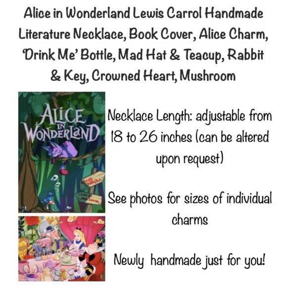 Alice in Wonderland by Lewis Carroll Handmade Literature Necklace, Book Cover - Picture 15 of 16